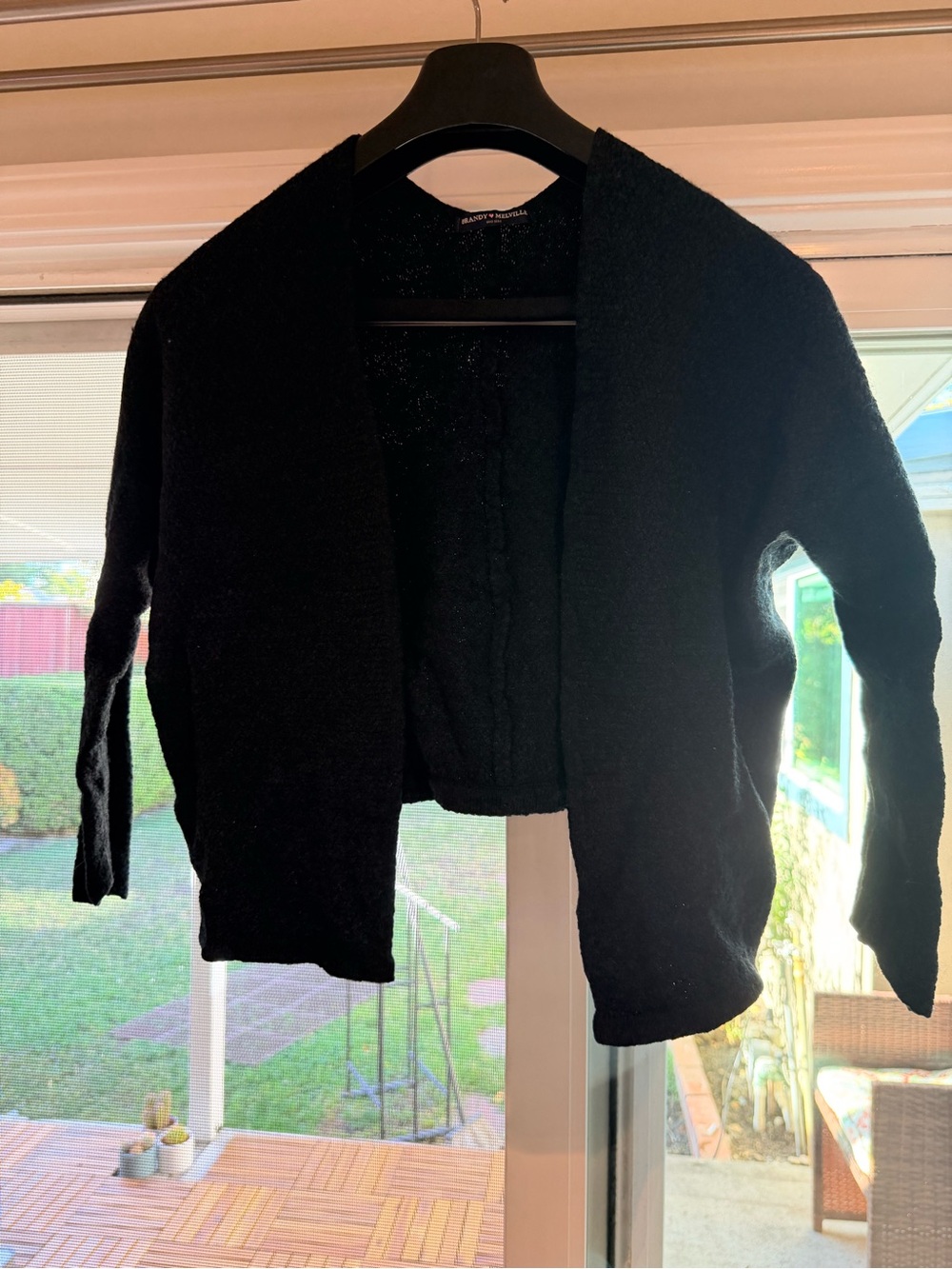 Brandy Melville Black Open-Front Knit Cardigan